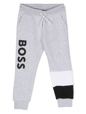 BOSS Kidswear logo-print drawstring track pants - Grey