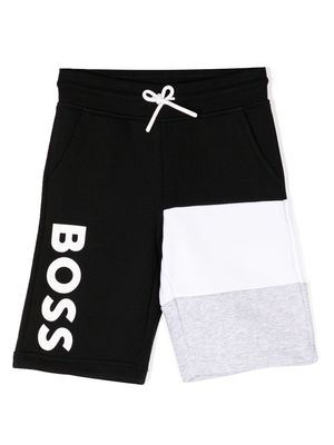 BOSS Kidswear logo-print drawstring track shorts - Black