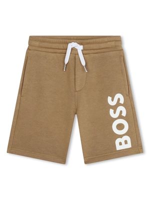 BOSS Kidswear logo-print drawstring-waist shorts - Brown