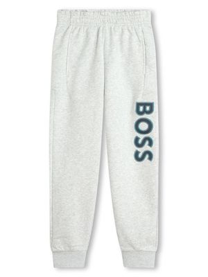 BOSS Kidswear logo-print fleece track pants - Grey