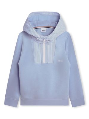 BOSS Kidswear logo-print half-zip hoodie - Blue