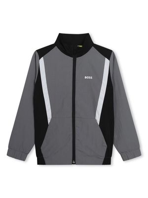 BOSS Kidswear logo-print high-neck jacket - Grey