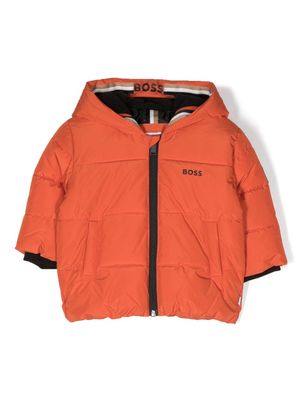 BOSS Kidswear logo-print hooded jacket - Orange