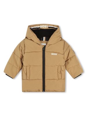 BOSS Kidswear logo-print hooded padded jacket - Brown