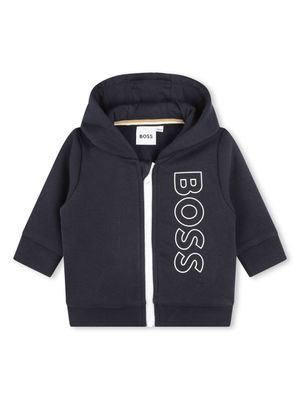 BOSS Kidswear logo-print hooded track jacket - Blue