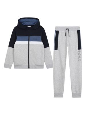 BOSS Kidswear logo-print hooded tracksuit set - Grey