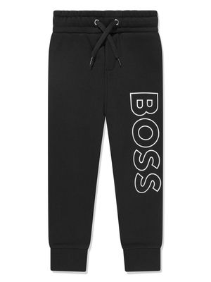 BOSS Kidswear logo-print jersey cotton track pants - Black