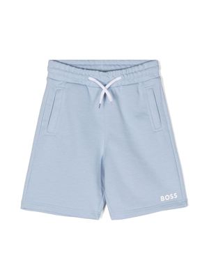 BOSS Kidswear logo-print jersey shorts - Blue