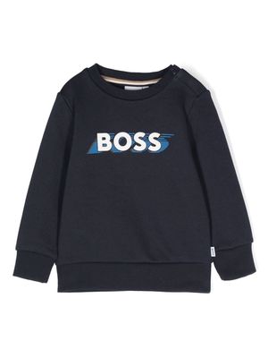 BOSS Kidswear logo-print jersey sweatshirt - Blue