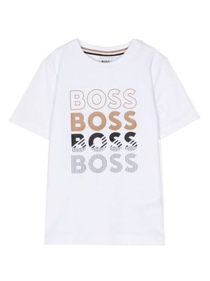 BOSS Kidswear logo-print jersey T-shirt - White