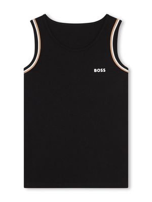 BOSS Kidswear logo-print jersey tank top - Black