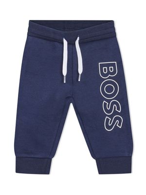 BOSS Kidswear logo-print jersey track pants - Blue