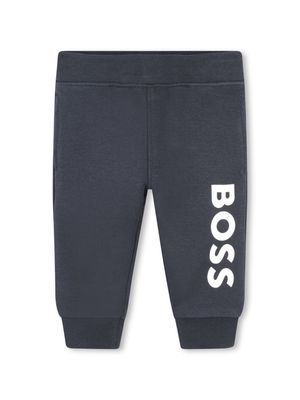 BOSS Kidswear logo-print jersey tracksuit bottom - Blue