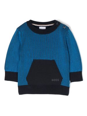 BOSS Kidswear logo-print knitted jumper - Blue