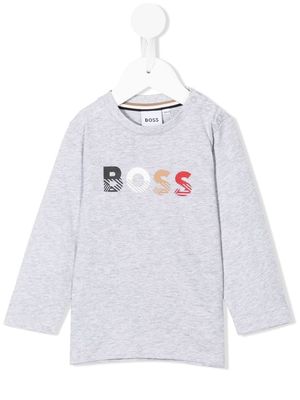 BOSS Kidswear logo print long-sleeve top - Grey