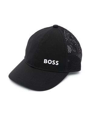 BOSS Kidswear logo-print mesh cap - Black