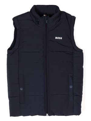 BOSS Kidswear logo-print padded gilet - Blue