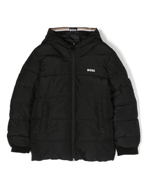 BOSS Kidswear logo-print padded hooded jacket - Black