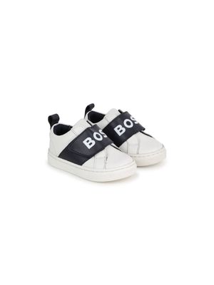 BOSS Kidswear logo-print panelled leather sneakers - White