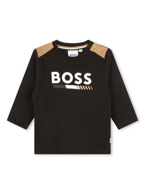 BOSS Kidswear logo-print panelled T-shirt - Black