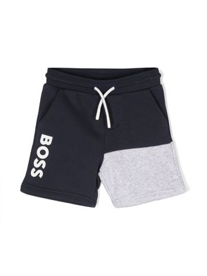 BOSS Kidswear logo-print patchwork shorts - Blue
