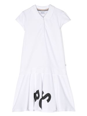 BOSS Kidswear logo-print polo-collar dress - White