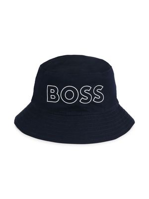 BOSS Kidswear logo-print reversible hat - Blue