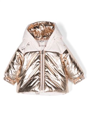 BOSS Kidswear logo-print reversible puffer jacket - Pink
