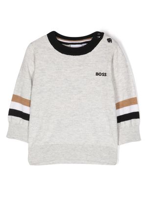 BOSS Kidswear logo-print round-neck jumper - Grey