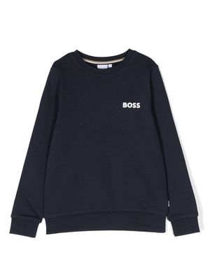 BOSS Kidswear logo-print round-neck sweatshirt - Blue