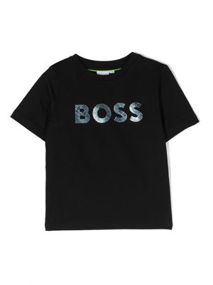 BOSS Kidswear logo-print round-neck T-shirt - Black