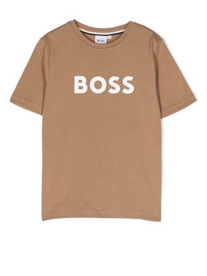 BOSS Kidswear logo-print short-sleeved T-shirt - Brown