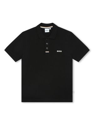 BOSS Kidswear logo-print stretch-cotton polo shirt - Black