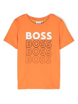 BOSS Kidswear logo-print stretch-cotton T-shirt - Orange