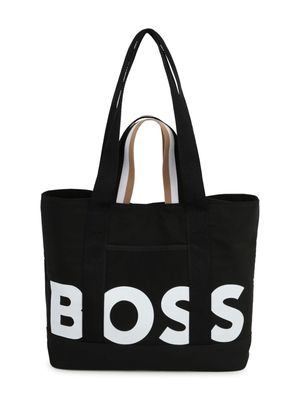 BOSS Kidswear logo-print stripe-print tote bag - Black