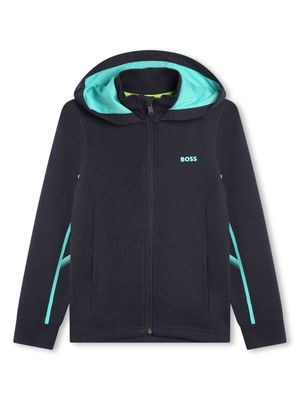 BOSS Kidswear logo-print stripe-trim hoodie - Black