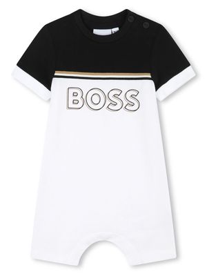 BOSS Kidswear logo-print stripe-trim shorties - White
