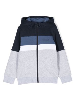 BOSS Kidswear logo-print striped hoodie - Grey
