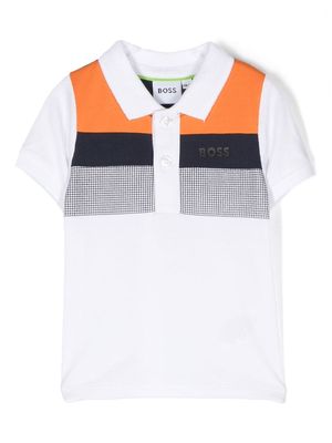 BOSS Kidswear logo-print striped polo shirt - White