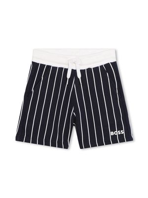 BOSS Kidswear logo-print striped shorts - Black