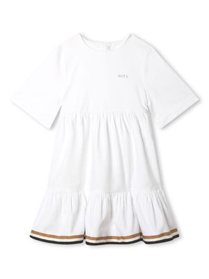 BOSS Kidswear logo-print tiered minidress - White