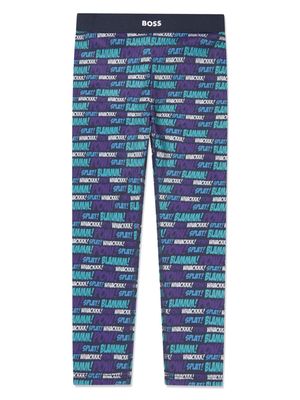 BOSS Kidswear logo-print tonal leggings - Blue