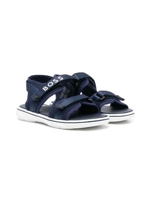 BOSS Kidswear logo-print touch-strap sandals - Blue