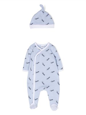 BOSS Kidswear logo-print two-piece babygrow set - Blue