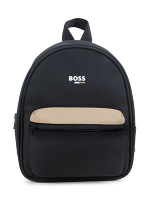 BOSS Kidswear logo-print two-tone backpack - Black