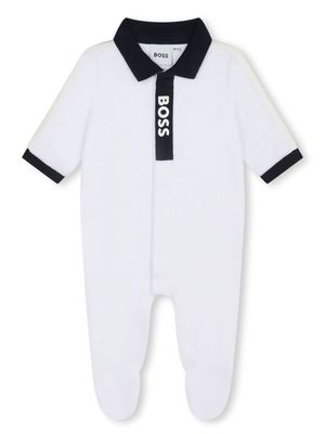 BOSS Kidswear logo-print velvet pajamas - White