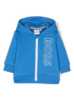 BOSS Kidswear logo-print zip-fastening hoodie - Blue