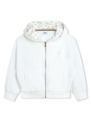 BOSS Kidswear logo-print zipped hoodie - White