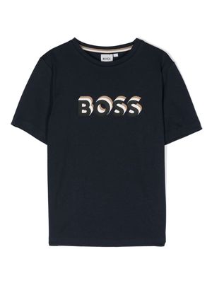 BOSS Kidswear logo-rubberised cotton T-shirt - Blue
