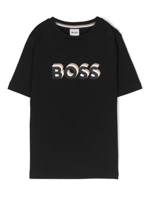 BOSS Kidswear logo-stamp cotton T-shirt - Black